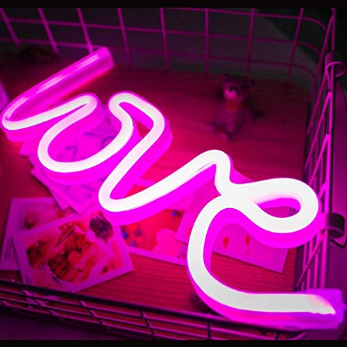 Image of Quace Love Neon Signs Light LED Neon Art Decorative Lights Wall Decor for Bedroom, House, Bar, Pub, Hotel, Beach, Recreational (Pink)