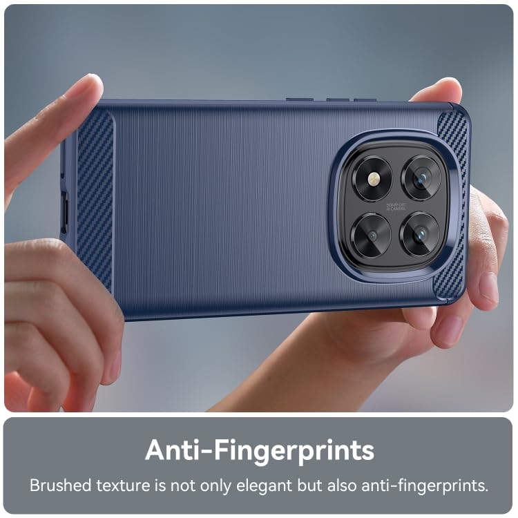 Image of NPRC Hybrid Ultra Slim Protective Case TPU Non-Slip Carbon Fiber Texture Shockproof Case Cover for Redmi Note 14 Pro - Blue