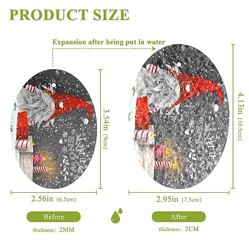 Image of Christmas Gnome Scrub Sponges Kitchen Let It Snow Dish Sponges for Washing Dishes Non Scratch Reusable Compressed Cellulose Sponges Hanging for Household Cleaning 3 Pack