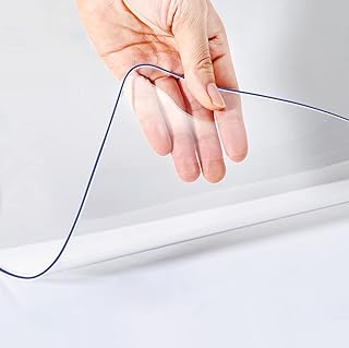 2Pcs 12X24 Inch Clear Table Cover Protector PVC Desk Protector Mat Wood Furniture Surface Protection Heavy Duty Plastic Tablecloths Dining Coffee Tabletop Protector Kitchen Countertop Cover Pad