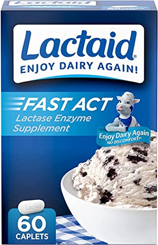 Lactaid Fast Act Lactase Enzyme Supplement Caplets 60 ct Box - 24 per case.
