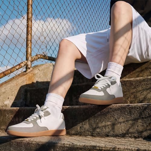 Image of HXV Women Fashion Sneakers Casual Tennis Shoes Retro Trendy Low Top Lace-Up Breathable Non Slip Lightweight Comfortable Zero Drop Cute Flat Walking Shoes