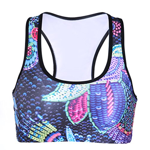 Image of Sister Amy Women's Aerobics Gym Dance Yoga Vest Printed Sports Bra Top Vest