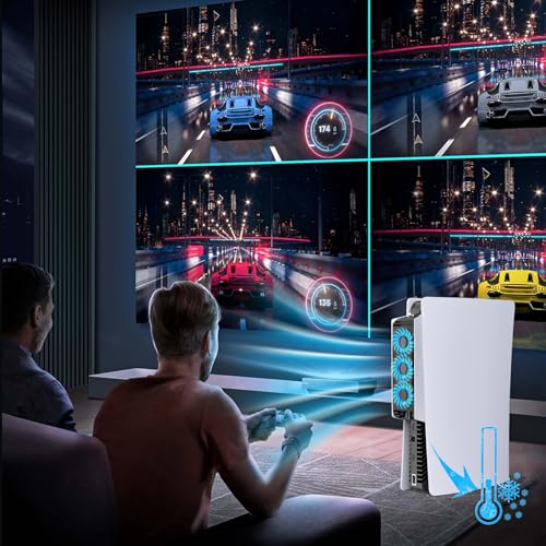 Cooling Fan for PS5 Accessories, Upgraded Auto Temperature Control for PS5 Cooling Fan with 3 Blue L