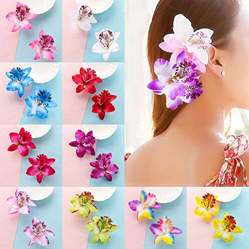 2 peças faixas de cabelo moda praia meninas presilha flor grampos de cabelo orquídea acessórios de c