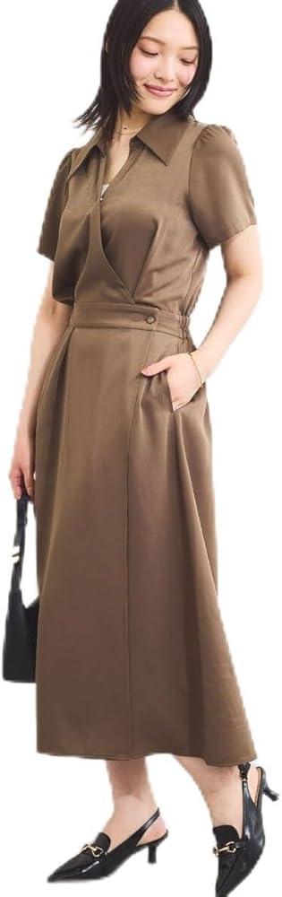 Amazon.co.jp: [ビス] WEB限定 カシュクールラップワンピース ブラウン
