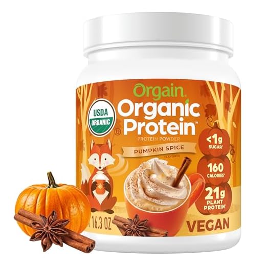 Orgain Organic Vegan Protein Powder, Pumpkin Spice Seasonal Flavor - 21g of Plant Protein, 5g Prebiotic Fiber, No Lactose Ingredients, No Added Sugar, Non-GMO, For Shakes & Smoothies, 1.02 lb
