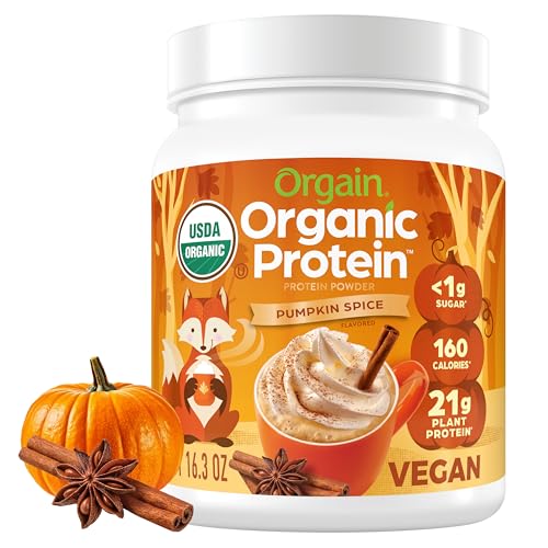 Orgain Organic Vegan Protein Powder, Pumpkin Spice Seasonal Flavo...