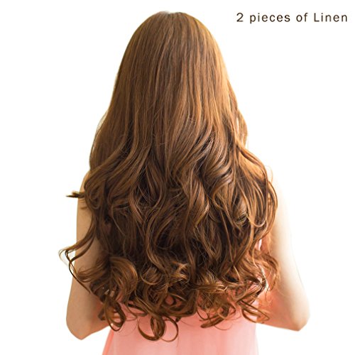 REECHO 20" 1-Pack 3/4 Full Head Curly Wave Clips in on Synthetic Hair Extensions Hairpieces for Women 5 Clips 4.6 Oz per Piece