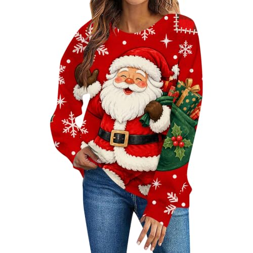 Womens Christmas Holiday Shirts Loose Fit Christmas Graphic Sweatshirts | Crewneck Long Sleeve Sweat Tops for Women, Womens Christmas Party Sweatshirts Oversized Graphics Holiday Tops - image 5