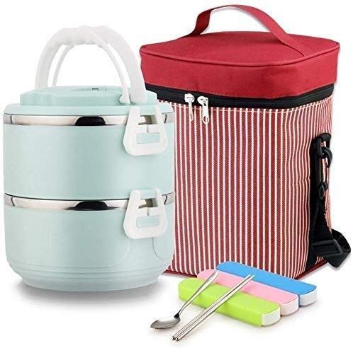 Lunch Boxes Stackable Lunch Box, Portable Stainless Steel 304 Bento Lunch Box with Thermos 2-Tier Insulated Food Container, BPA free Stackable