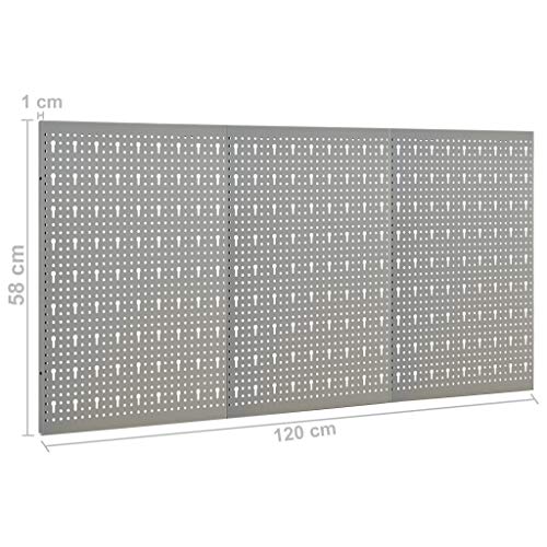 Tidyard Steel Peg Board Tool Organizer - 3 Panel Set, Gray, 47.2 x 22.8 x 0.4in, Workshop & Garage Use Model145349 - Image 9
