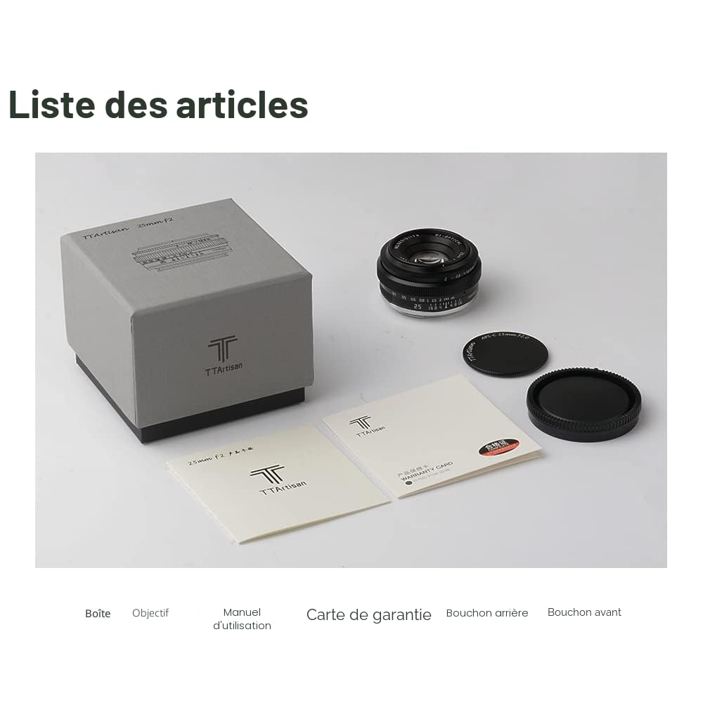 TTArtisan 25mm F2.0 APS-C Objectif Manuel pour Monture Fuji X