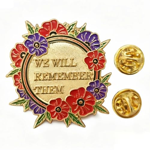 We Will Remember Them Red Poppy Lapel Pin Remembrance Day Badge Brooch Decorations Gifts Memorabilia