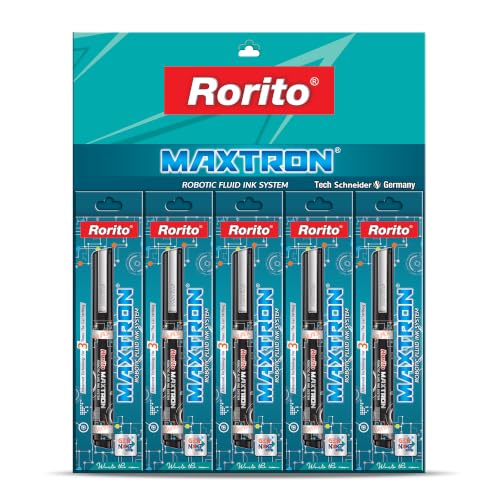 Image of Rorito Maxtron Pen | Robotic Fluid Ink Technology | Tungsten Carbide Fine Tip | Waterproof Ink | Ideal Pen for Students | Refillable (Black)