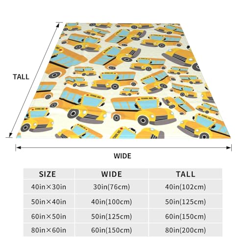 Image of School Bus Blanket - Ultra Soft Flannel Fleece Throw for Kids, Toddlers & Adults - Cozy Plush Blanket for Bed, Sofa, Couch - Bus Driver Gift, Wheels on Bus Blankets, Lightweight & Breathable, 40 inchx50 inch