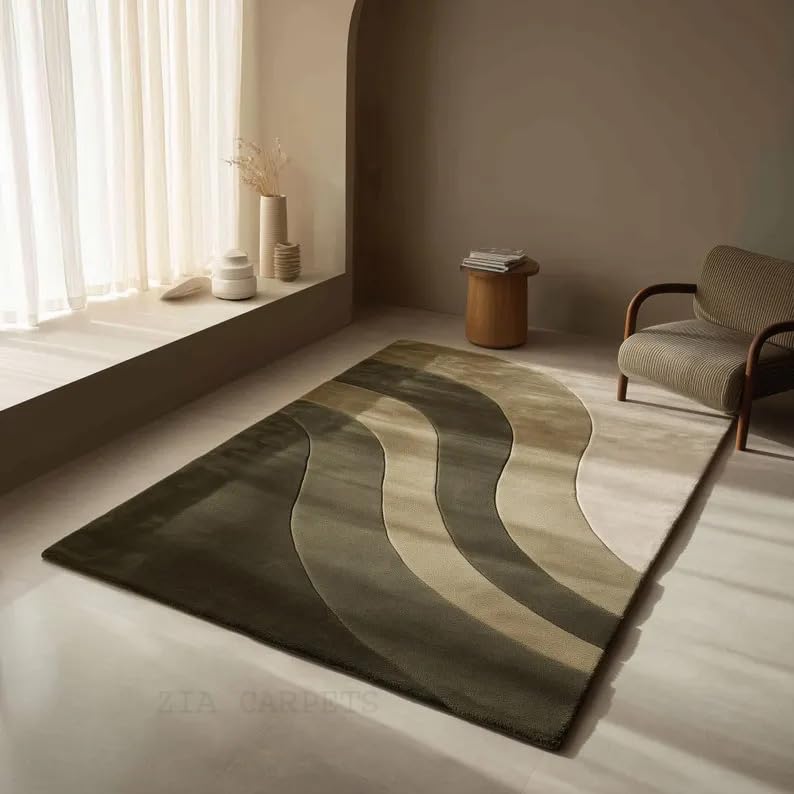 Image of zia carpets Hand Tufted Woollen Modern Collection Bedroom & Living Room Carpet Size 6 X 6 Feet