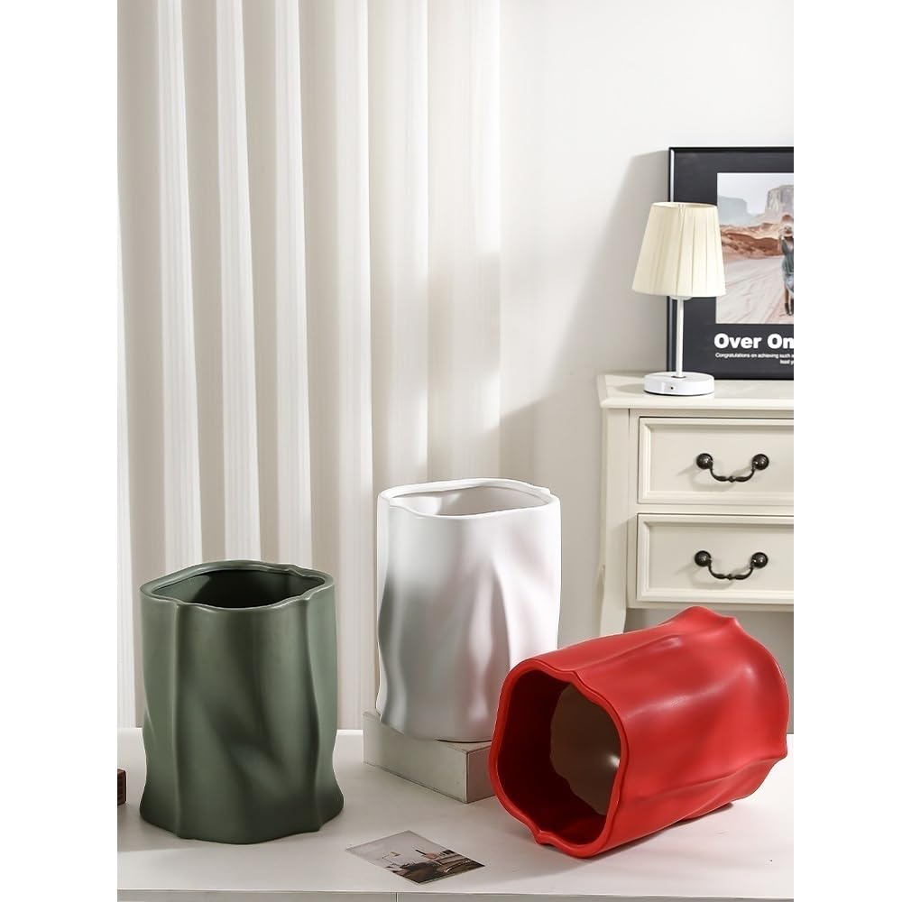 Doniczki Ceramiczna doniczka Nordic Creative Nieregularna 22cm średnicy Salon Zielona Dekoracja domu Doniczka ceramiczna(Biały)
