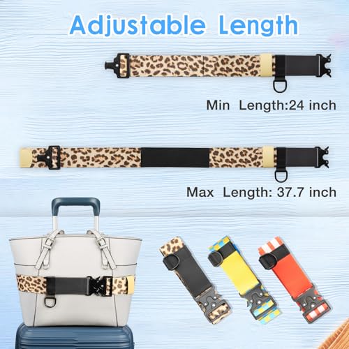 Image of Travel Belt Luggage Straps, Adjustable Length Mental Buckle Fashion Travel Trip Accessories Add a Bag for Women Men, 1PCS Leopard