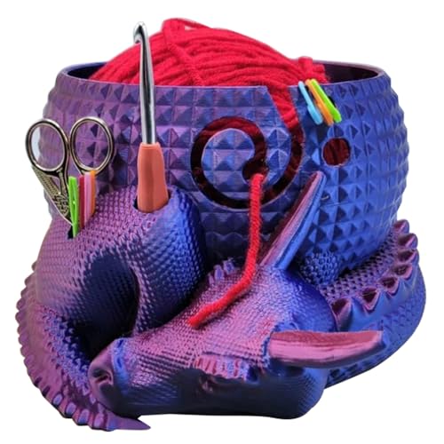 Image of TTPZNIGF Fantasy Dragon and Egg Yarn Bowl Or Crochet Bowl，Yarn Storage Organizer Crochet Bowl,Dragon Yarn Bowls for Crocheting, Knitting Accessories Organizer Gifts., Purple