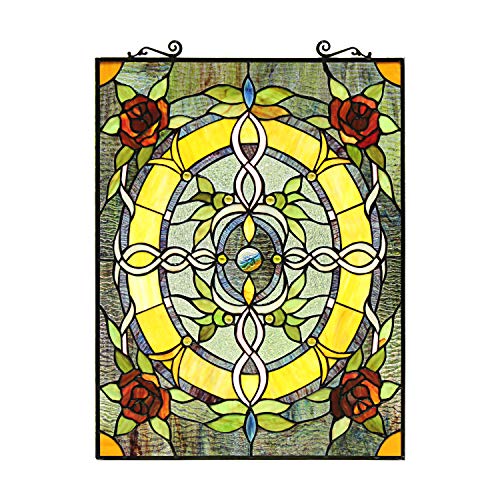 Chloe Lighting BONICA Tiffany-Style Floral Stained Glass Window Panel 24