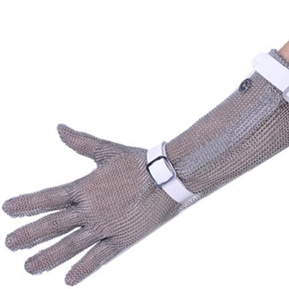 Guanti Resistenti al Taglio Guanti Metallici In Acciaio, Guanti Da Lavoro Allungati In Metallo, Guanti Di Acciaio Inox Disossato E Resistenti A Taglio Disossato(S/A pack of one)