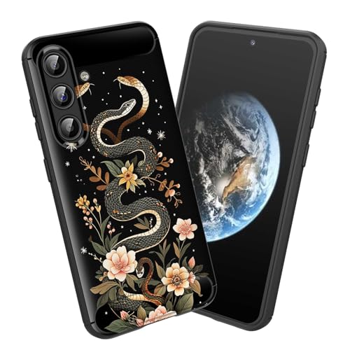 smauncucn for Galaxy S25 FE Case,Soft TPU Slim Fashion Anti-Fingerprint Non-Slip Protective Phone Case Cover for Samsung Galaxy S25 FE 6.7 inch 2025,Aesthetic Snake Floral