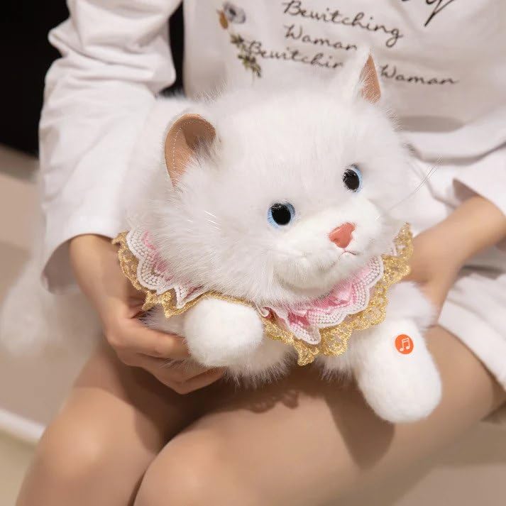 Image of Cat Shaped Backpack - Plush Shoulder Bag with Bunny Ear Handles, Cute and Soft Stuffed Animal Backpack with Adjustable Straps White Cat Bag