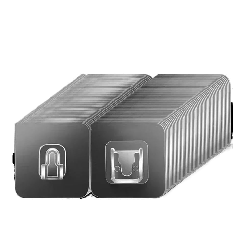 Gentryroo Men's 50 Pairs(100Pcs) Clear Square Adhesive Hook Pair Punch Free Traceless Interlocking Wall