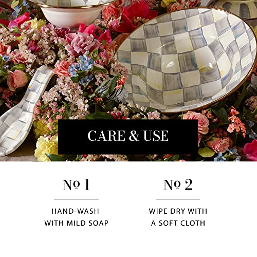 Mackenzie-Childs Sterling Check Serving Bowl, Large 12-Inch Enamel Serving Dish #TOP4