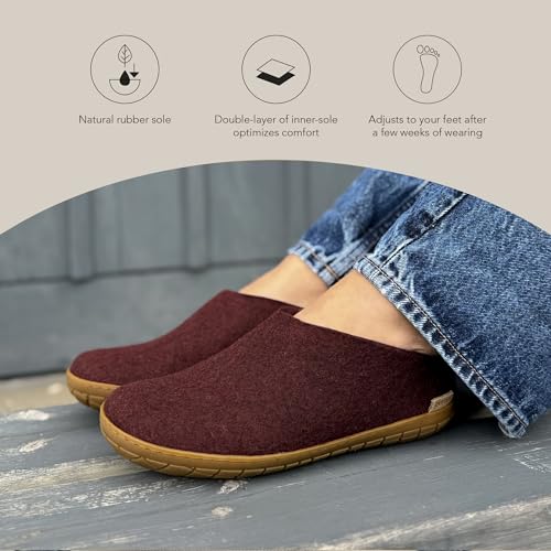 Image of Glerups 100% quality wool mix Slipper with rubber sole - Unisex Slip-on