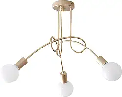 Lustre de Teto Vintage Nórdico com Design de Galhos - 3 ou 5 Lâmpadas E27 (Não Inclui Lâmpadas) - Iluminação Elegante para Sala, Quarto, Jantar (3 Lâmpadas - Dourado)
