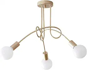 Lustre de Teto Vintage Nórdico com Design de Galhos - 3 ou 5 Lâmpadas E27 (Não Inclui Lâmpadas) - Iluminação Elegante para Sala, Quarto, Jantar (3 Lâmpadas - Dourado)