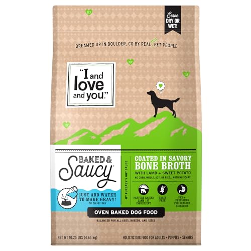 I AND LOVE AND YOU Baked and Saucy Dry Dog Food - Lamb + Sweet Potato - Prebiotic + Probiotic Real Meat Grain Free No Fillers 10.25lb Bag