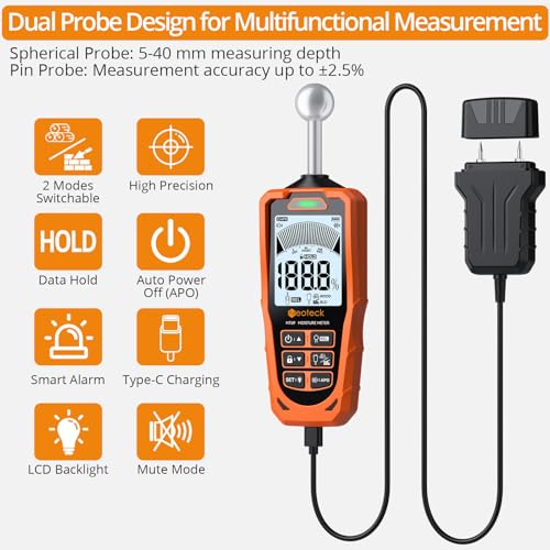 Kit profesional Neoteck: Medidor de ángulo digital 8 pulg y medidor de humedad 2 en 1 miniatura 6