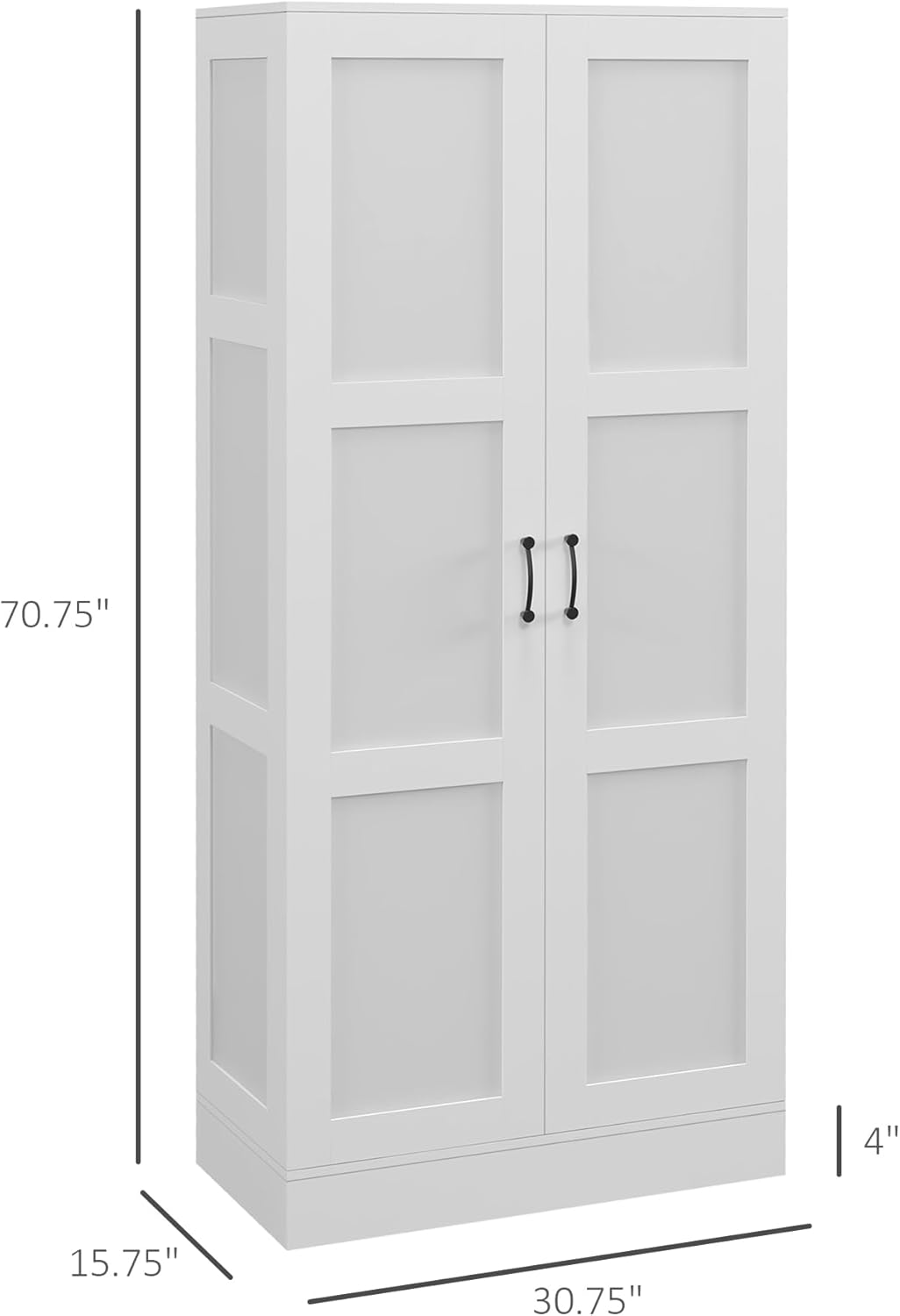 Diagram showing the dimensions of the HOMCOM 71 inch Tall Storage Cabinet