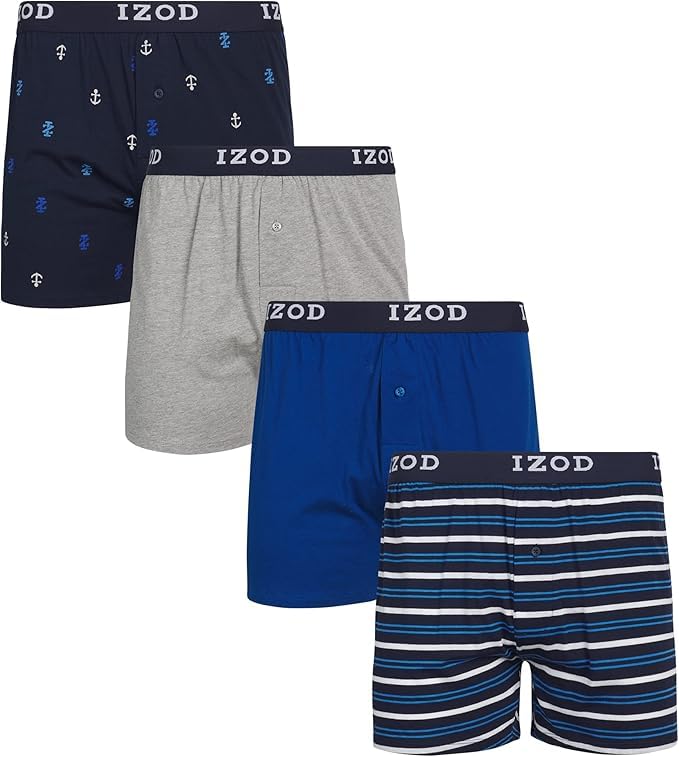 IZOD Mens Boxer Shorts - 4 Pack Performance Knit...