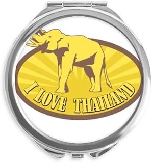 Thailand I Love Thailand Elephant Sculpture Hand Compact Mirror Round Portable Pocket Glass