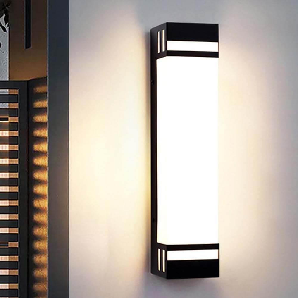 Quadratische Außenwandleuchte aus weißem Acryl, moderne LED-Veranda-Beleuchtung, IP65 wasserdichte Außenleuchte, Veranda-Beleuchtung für den Außenbereich mit Edelstahlleuchten