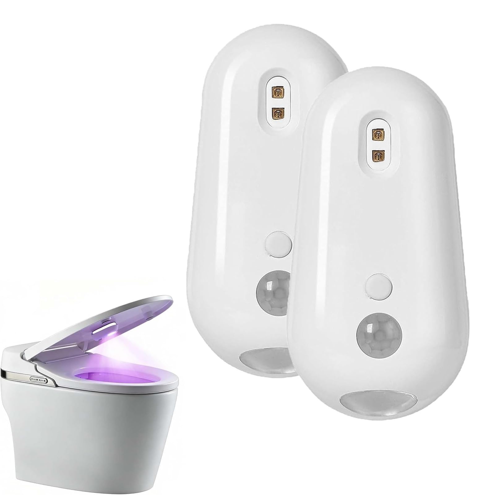 UV Light Sanitizer for Toilet with Motion Sensor Night Light, Rechargeable UV-C Sterilizer & Multi-Color Changing LED Toilet Bowl Light, Automatic Smart Disinfector for Bathroom Hygiene & Decor (2Pcs)