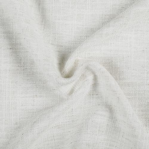 Image of TWOPAGES 52 inch inch W x 36 inch inch L Linen Blend Cafe Curtains for Kitchen Window, Light Filtering Pinch Pleated Tier Curtains, Modern Farmhouse Half Window Curtains for Bathroom, Beige White, 2 Panels