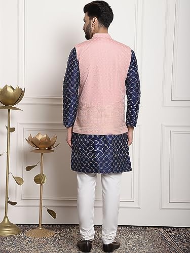 Image of SOJANYA (Since 1958 Men's Silk Blend Kurta and Pyjama with Nehru Jacket