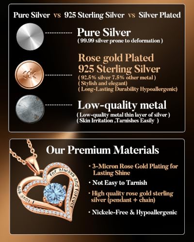 Image of CDE S925 Birthstone Heart Pendant Necklaces Jewelry Gifts for Wife