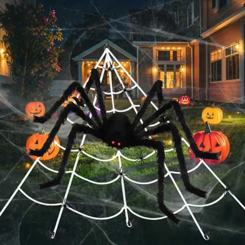 Halloween Outdoor Groß Spinne Deko, Großes dreieckiges Spinnennetz...