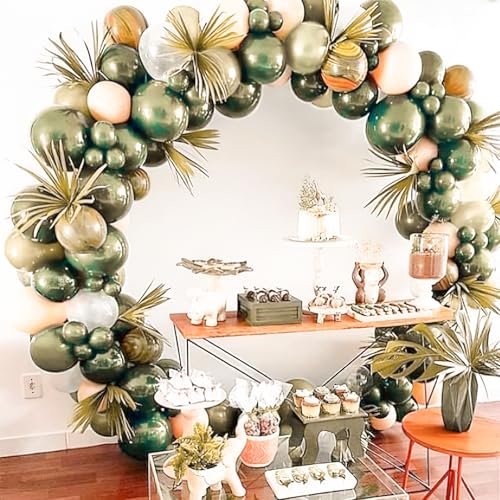 Image of PartyWoo Metallic Green Balloons 50pcs Metallic Sage Olive Green Boho Color
