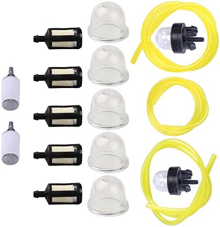 6 Feet 3 Sizes Fuel Line Hose with Snap In Primer Bulb, Primer Pouland Bulb, Fuel Filter Fit for Zama Poulan Weedeater Craftsman Trimmer Chainsaw Blower