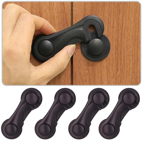Cabinet Locks for Babies and Child Safety, 4 Pack Childproof Latches with Adhesive for Drawer Cupboards Closet and Pantry Door, Baby Proofing Fridge Lock for Protecting Kids Toddlers and Infants.