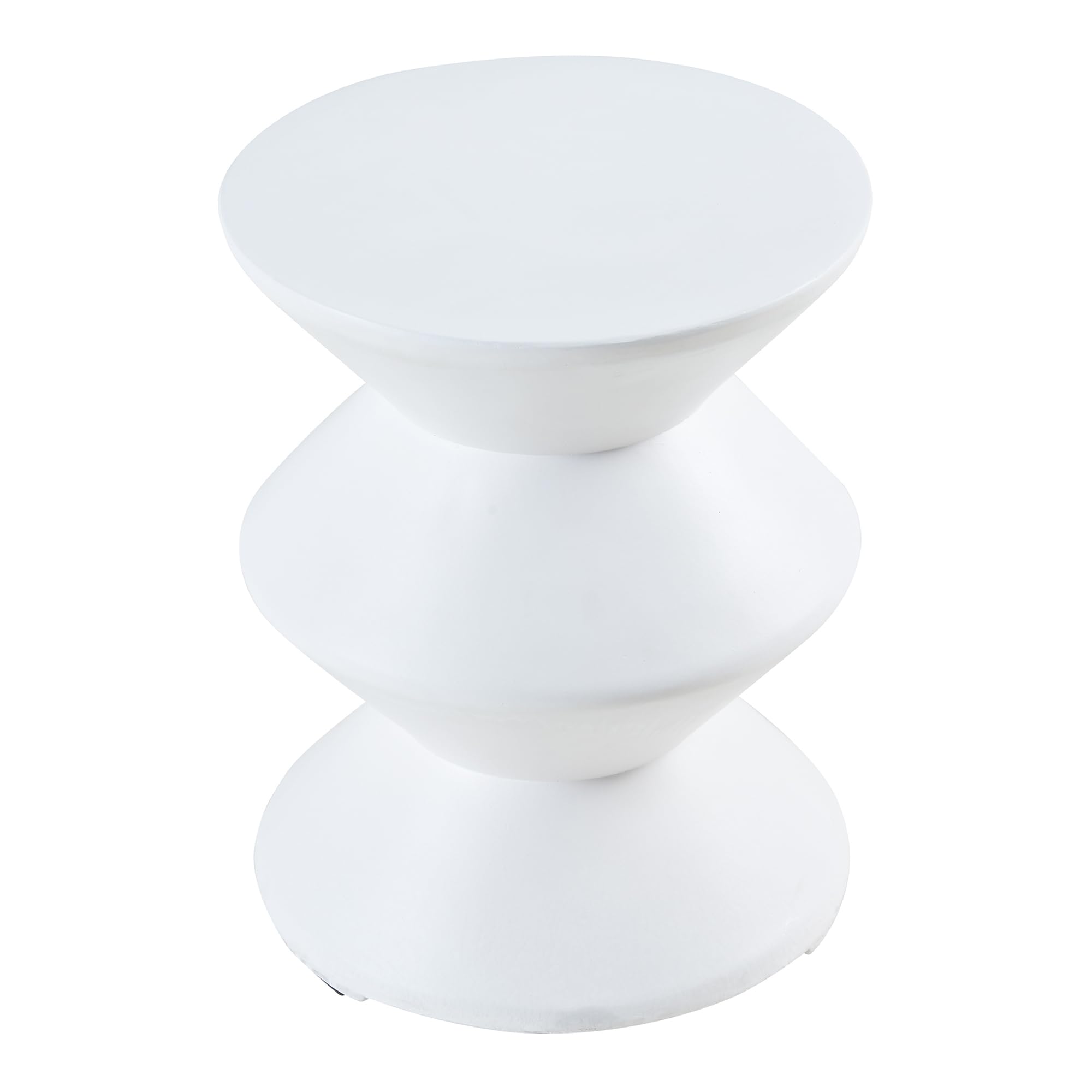 [en.casa] Tavolino da Divano Tavolo Basso Rotondo in Calcestruzzo Leggero Tavolino da Caffè Design per Interni ed Esterni Coperti 47xØ37 cm Bianco