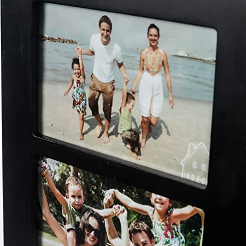 Adeco 7 Openings Black Collage Wooden Photo Frame, Wood Wall Hanging Collage Picture Frame, Wall Decor Made To Display Seven 4 X 6 Inches Images Photo Frame For Family, Living Room, Bedroom #TOP5