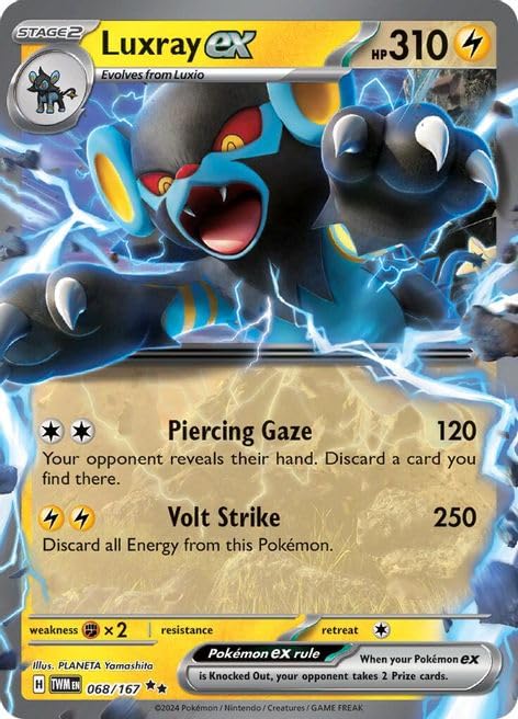 Luxray ex 068/167 Double Rare Pokemon Card | Twilight Masquerade Set | Scarlet & Violet Series | Pokémon TCG | Titan Authenticated